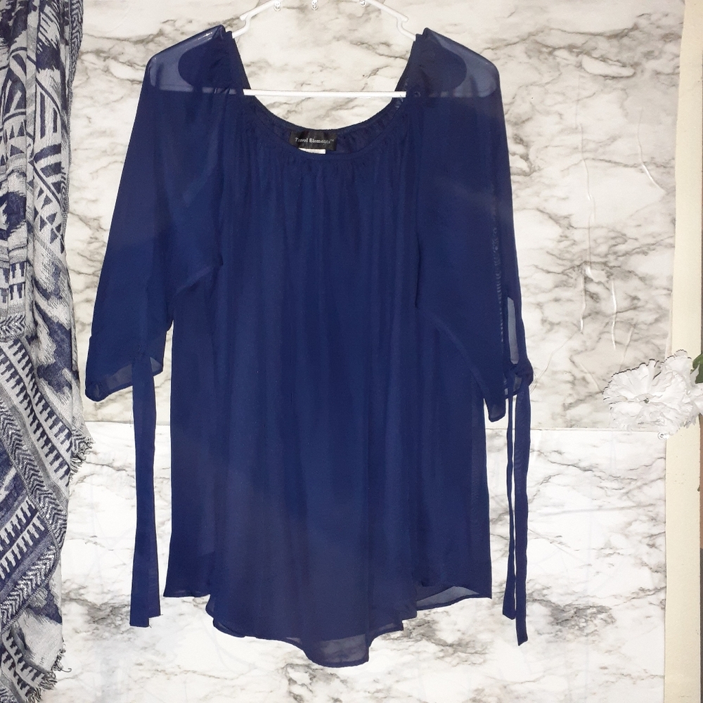 Navy blue blouse.